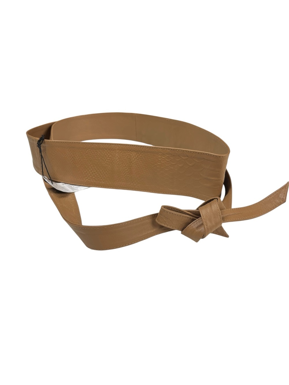 G.I.L.I. Leather Reversible Textured/Smooth Wrap Obi Belt Tan Size Medium-Large